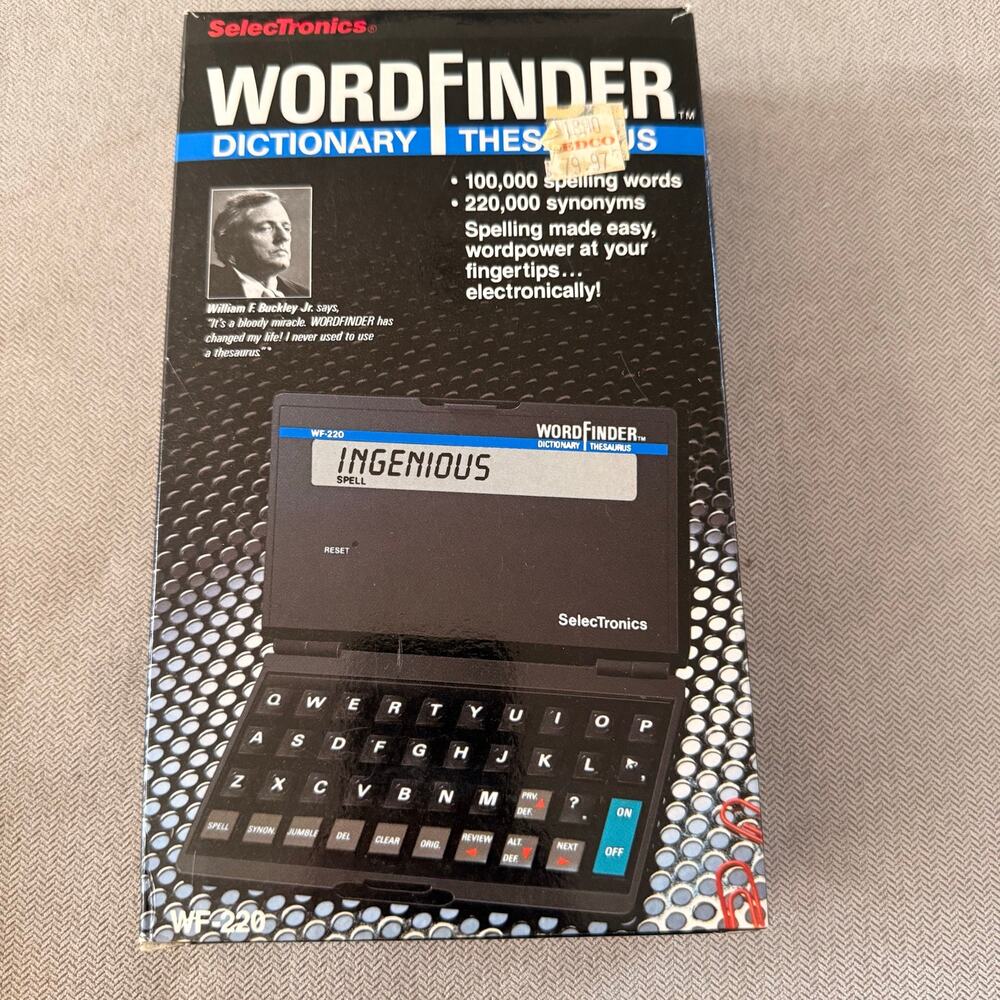 SelecTronics WordFinder WF-220 Electronic Dictionary Thesaurus 1987 NEW